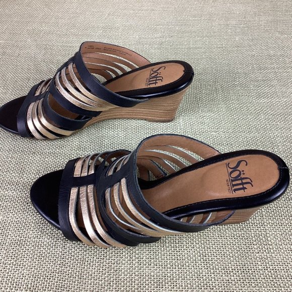 Softt Leather Wedges Slip On Sandals - Picture 8 of 13